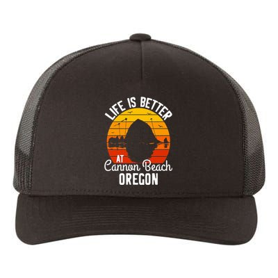 Sunset Haystack Rock Souvenir Life Is Better At Cannon Beach Yupoong Adult 5-Panel Trucker Hat