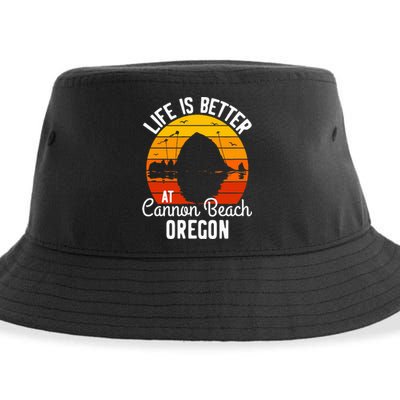 Sunset Haystack Rock Souvenir Life Is Better At Cannon Beach Sustainable Bucket Hat