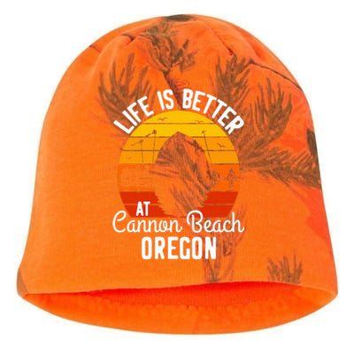 Sunset Haystack Rock Souvenir Life Is Better At Cannon Beach Kati - Camo Knit Beanie