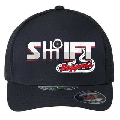 Shift Happens Race Racing Car Manual Mechanic Sportcar Flexfit Unipanel Trucker Cap