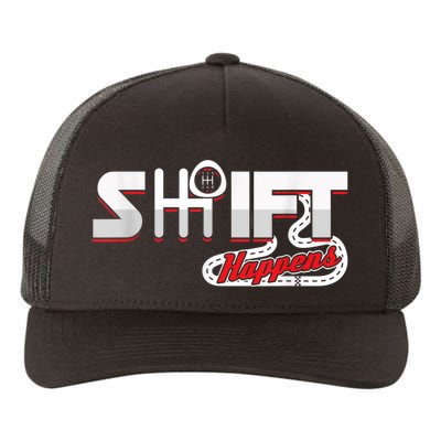 Shift Happens Race Racing Car Manual Mechanic Sportcar Yupoong Adult 5-Panel Trucker Hat