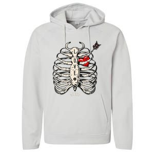 Skeleton Heart Rib Cage Xray Performance Fleece Hoodie