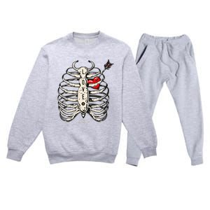 Skeleton Heart Rib Cage Xray Premium Crewneck Sweatsuit Set