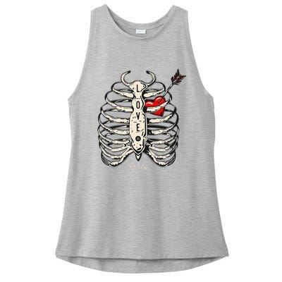 Skeleton Heart Rib Cage Xray Ladies PosiCharge Tri-Blend Wicking Tank