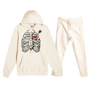 Skeleton Heart Rib Cage Xray Premium Hooded Sweatsuit Set