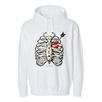 Skeleton Heart Rib Cage Xray Garment-Dyed Fleece Hoodie