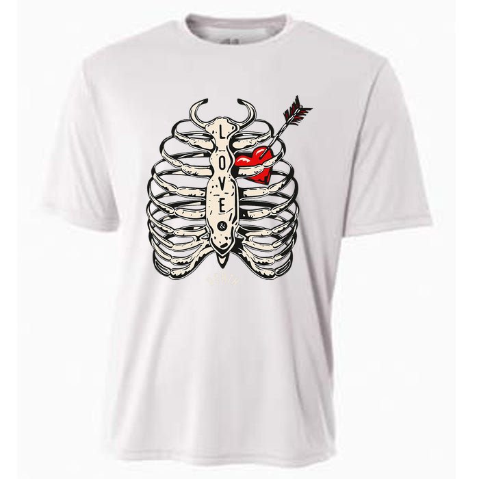 Skeleton Heart Rib Cage Xray Cooling Performance Crew T-Shirt