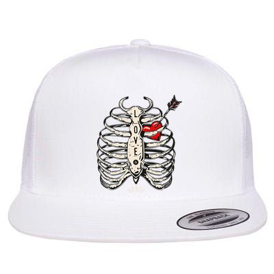 Skeleton Heart Rib Cage Xray Flat Bill Trucker Hat