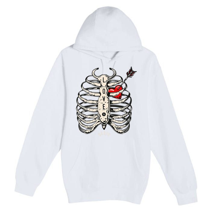 Skeleton Heart Rib Cage Xray Premium Pullover Hoodie