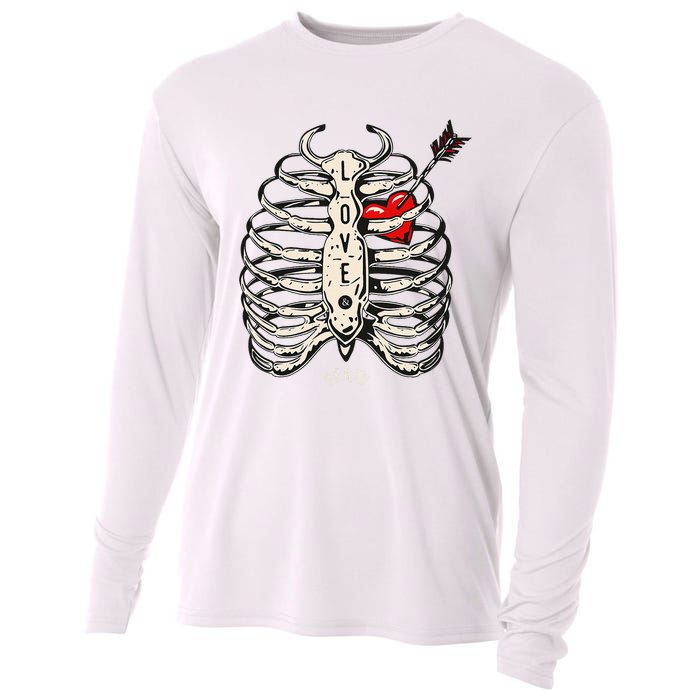 Skeleton Heart Rib Cage Xray Cooling Performance Long Sleeve Crew