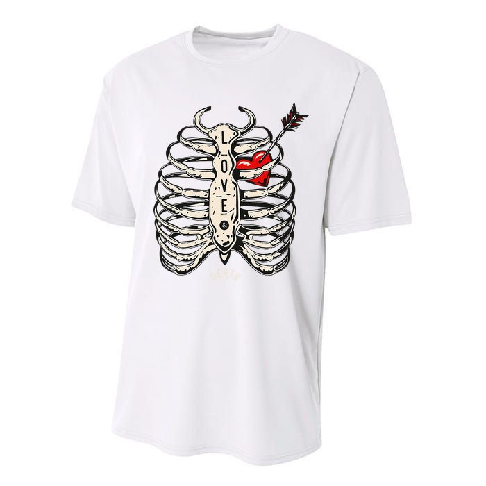 Skeleton Heart Rib Cage Xray Performance Sprint T-Shirt