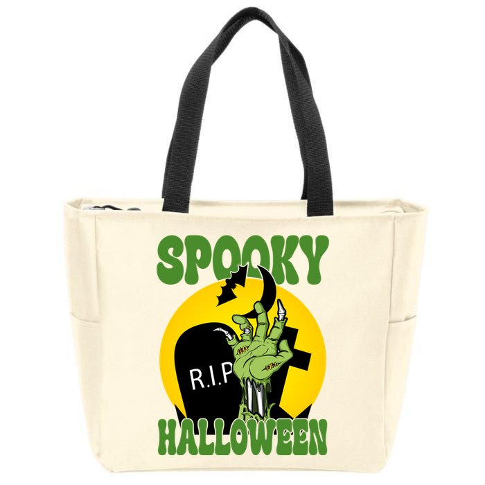 Spooky Halloween Rip Zombie Zip Tote Bag