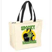 Spooky Halloween Rip Zombie Zip Tote Bag