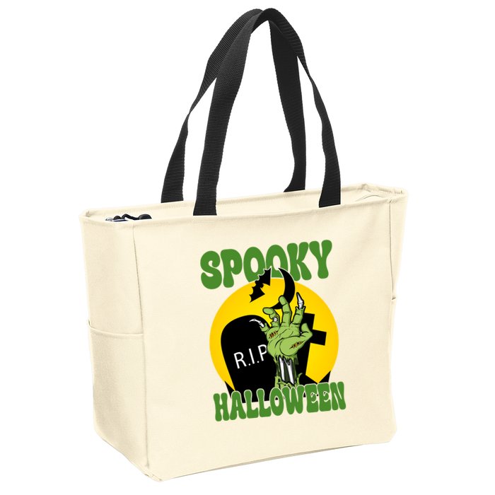 Spooky Halloween Rip Zombie Zip Tote Bag