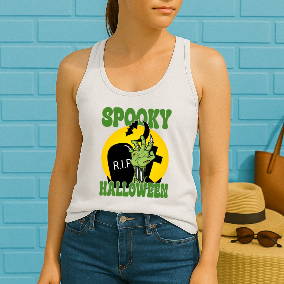 Spooky Halloween Rip Zombie Womens Tank Top