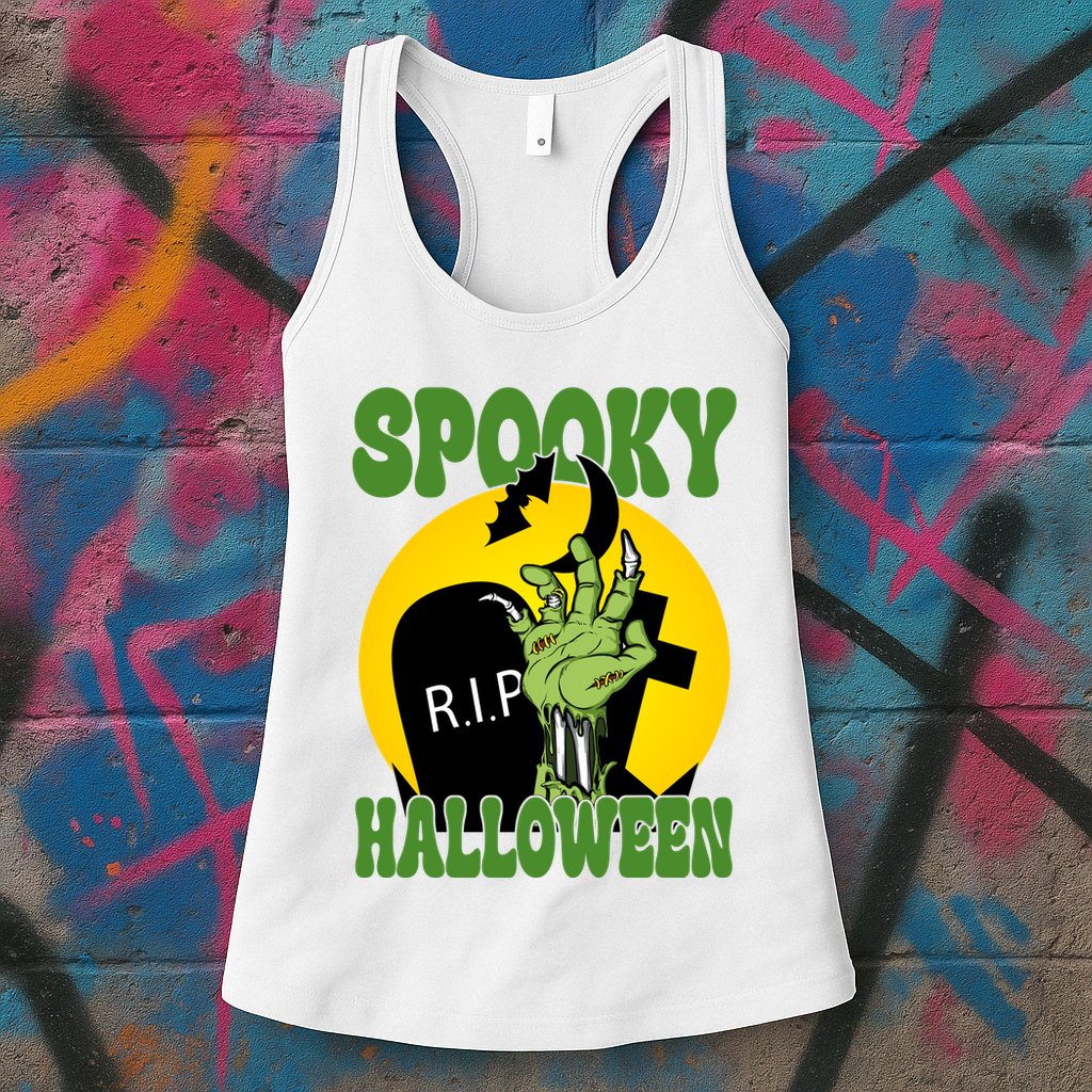 Spooky Halloween Rip Zombie Womens Tank Top