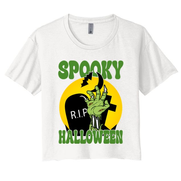 Spooky Halloween Rip Zombie Crop Top