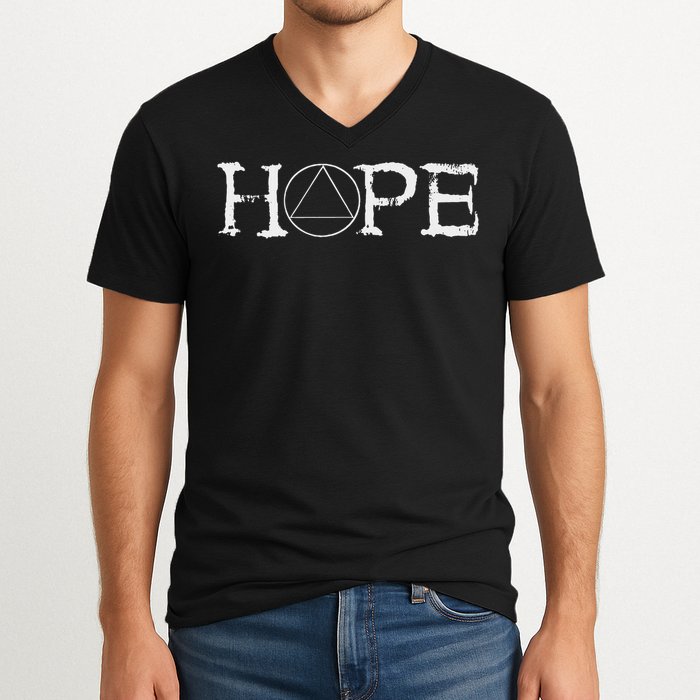 Sobriety Hope Recovery Alcoholic Abstinence Sober Aa Support V-Neck T-Shirt