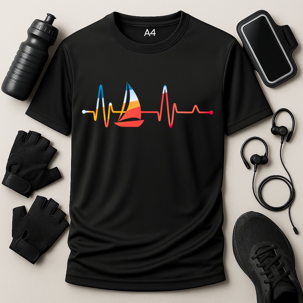 Sailing Heartbeat Retro Sailor Performance Shirt