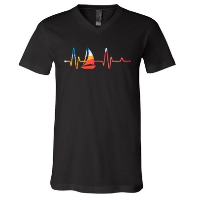 Sailing Heartbeat Retro Sailor V-Neck T-Shirt