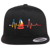 Sailing Heartbeat Retro Sailor Flat Bill Trucker Hat