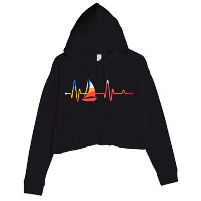 Sailing Heartbeat Retro Sailor Crop Fleece Hoodie