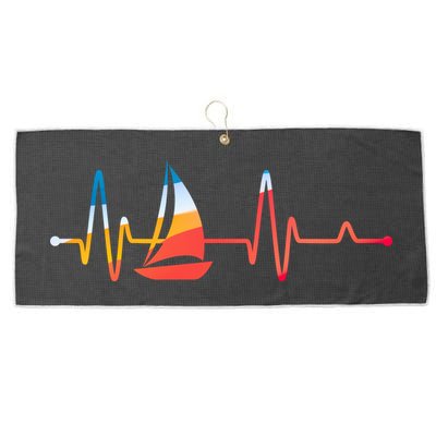 Sailing Heartbeat Retro Sailor Large Microfiber Waffle Golf Towel