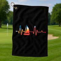 Sailing Heartbeat Retro Sailor Golf Towel
