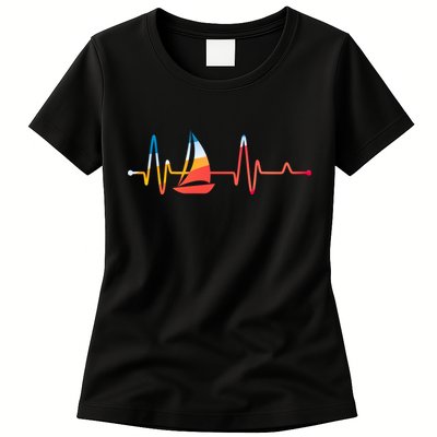 Sailing Heartbeat Retro Sailor Womens T-Shirt