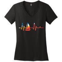 Sailing Heartbeat Retro Sailor Women's V-Neck T-Shirt