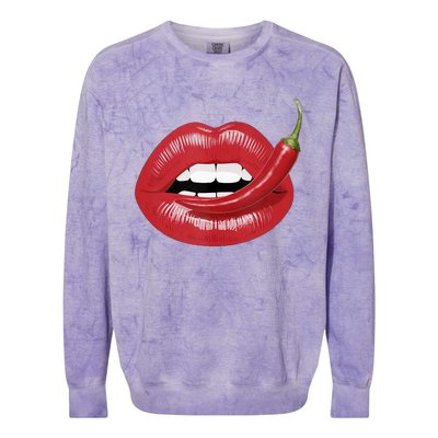 Sexy Hot Red Chili Pepper Lips Colorblast Crewneck Sweatshirt