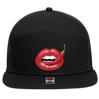 Sexy Hot Red Chili Pepper Lips 7 Panel Mesh Trucker Snapback Hat