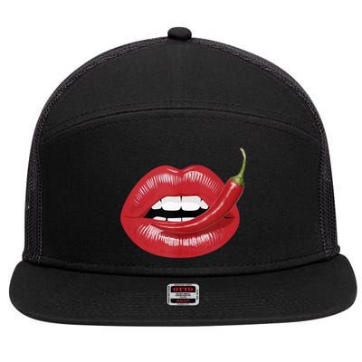 Sexy Hot Red Chili Pepper Lips 7 Panel Mesh Trucker Snapback Hat