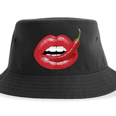 Sexy Hot Red Chili Pepper Lips Sustainable Bucket Hat