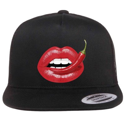 Sexy Hot Red Chili Pepper Lips Flatbill Hat