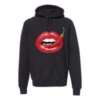 Sexy Hot Red Chili Pepper Lips Premium Hoodie