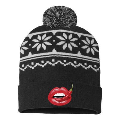 Sexy Hot Red Chili Pepper Lips USA-Made Snowflake Beanie