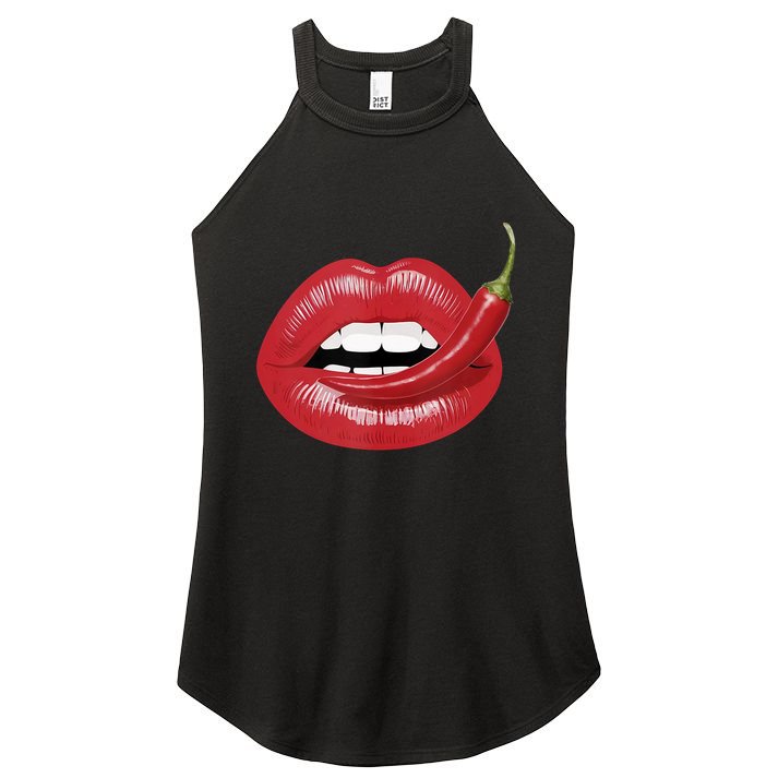 Sexy Hot Red Chili Pepper Lips Women's Perfect Tri Rocker Tank