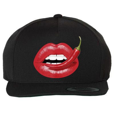 Sexy Hot Red Chili Pepper Lips Wool Snapback Cap