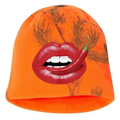 Sexy Hot Red Chili Pepper Lips Kati - Camo Knit Beanie