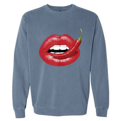 Sexy Hot Red Chili Pepper Lips Garment-Dyed Sweatshirt