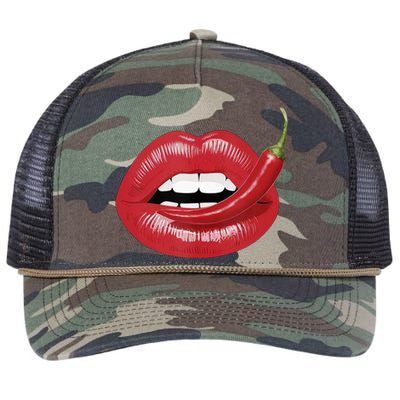 Sexy Hot Red Chili Pepper Lips Retro Rope Trucker Hat Cap