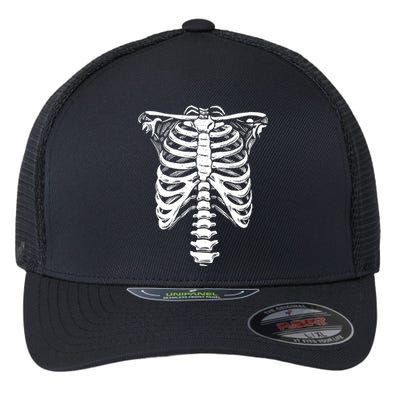 Skeleton Heart Rib Cage XRay Funny Halloween Flexfit Unipanel Trucker Cap