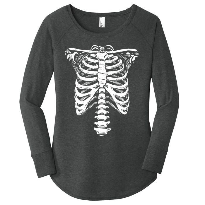 Skeleton Heart Rib Cage XRay Funny Halloween Women's Perfect Tri Tunic Long Sleeve Shirt