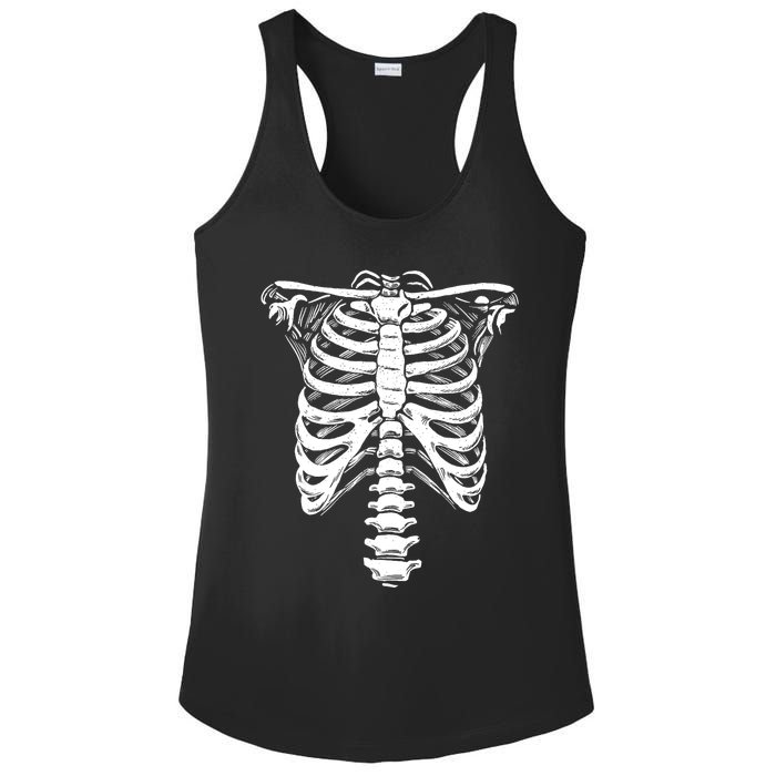 Skeleton Heart Rib Cage XRay Funny Halloween Ladies PosiCharge Competitor Racerback Tank