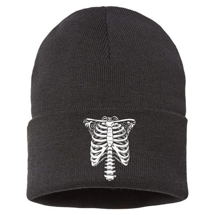 Skeleton Heart Rib Cage XRay Funny Halloween Sustainable Knit Beanie