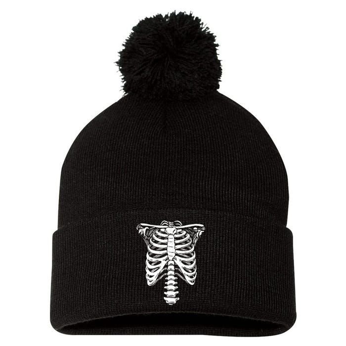 Skeleton Heart Rib Cage XRay Funny Halloween Pom Pom 12in Knit Beanie