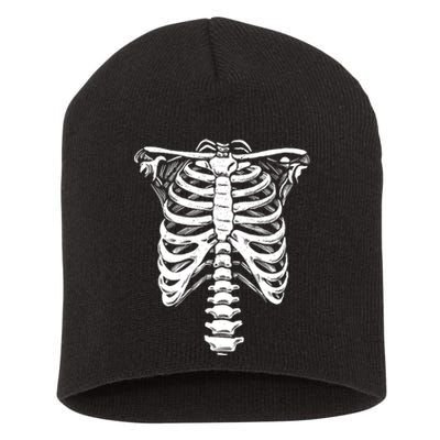 Skeleton Heart Rib Cage XRay Funny Halloween Short Acrylic Beanie