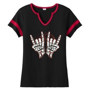 Skeleton Hands Rock And Roll Ladies Halftime Notch Neck Tee