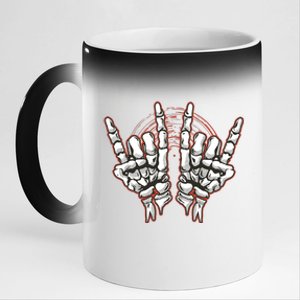 Skeleton Hands Rock And Roll 11oz Black Color Changing Mug